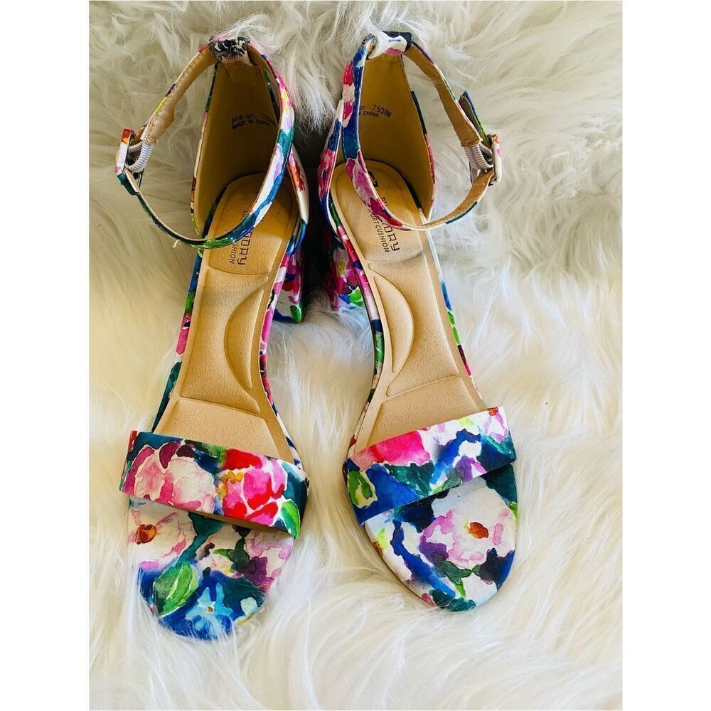 🛍️ Chinese Laundry Floral Ankle-Strap Heels - Multi Color. Size 7.5 - Picture 7 of 10